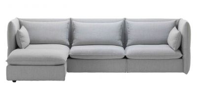 Graues Mariposa Sofa Eckmodul von Vitra mit weichen Kissen für Wohnzimmer und Lounge.